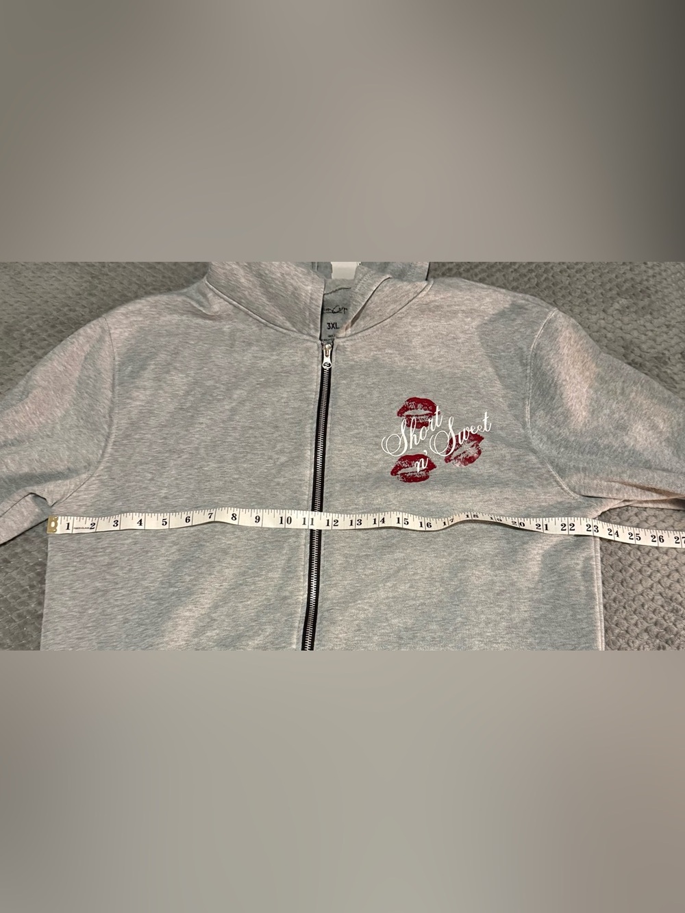 Sabrina Carpenter Short n’ Sweet Tour 2024 Zip Hoodie Gray 3XL - Picture 9 of 10